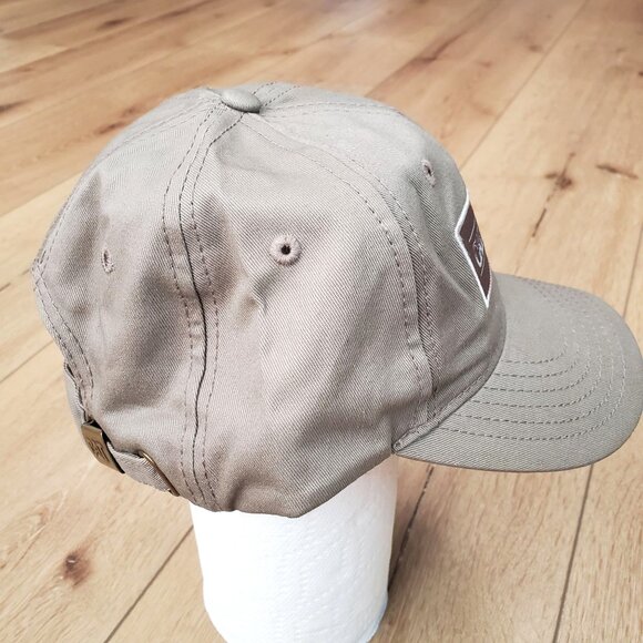 CAT Caterpillar Tan Hat Strap Back Cap Box Logo Casual Khaki Adjustable New - Picture 5 of 14